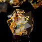 Haxtec Black Pearl Winter Flower Sharp Edge Resin D&D Dice Set with Metal Case