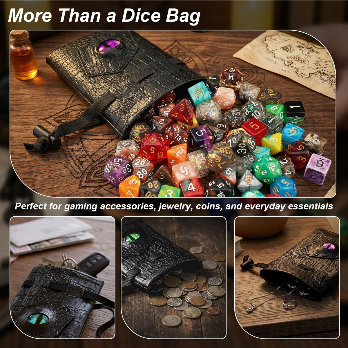 Dragon Eye Leather Dice Bag-Red Eye