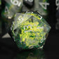 Haxtec Yellow Flower Meadow Sharp Edge Resin D&D Dice Set with Metal Case