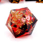 Haxtec Volcano Lava Sharp Edge Resin D&D Dice Set – Red Black Gold with Metal Case