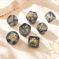 Haxtec Black Rainbow Iridescent Mylar Core Resin Dice with Velvet Pouch