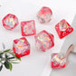 Haxtec Ruby Iridescent Mylar Core Resin Dice with Velvet Pouch