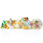 Haxtec Clear Resin Sharp Edge DND Dice Set – Rainbow Holographic Polyhedral Dice with Metal Case