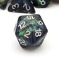 Haxtec Black Green Iridescent Mylar Core Resin DnD Dice Set with Velvet Pouch