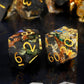 Haxtec Black Pearl Winter Flower Sharp Edge Resin D&D Dice Set with Metal Case