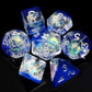 Haxtec Sapphire Blue Deepwater Iridescent Mylar Core Resin Dice with Velvet Pouch