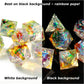 Haxtec Clear Resin Sharp Edge DND Dice Set – Rainbow Holographic Polyhedral Dice with Metal Case
