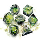 Haxtec Yellow Flower Meadow Sharp Edge Resin D&D Dice Set with Metal Case