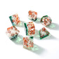 Haxtec Forest Landscape Sharp Edge Resin D&D Dice Set – Green White Copper Gold Flake insaide with Metal Case