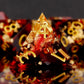 Haxtec Volcano Lava Sharp Edge Resin D&D Dice Set – Red Black Gold with Metal Case