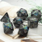 Haxtec Black Green Iridescent Mylar Core Resin DnD Dice Set with Velvet Pouch
