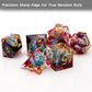 Haxtec Blood Red Liquid Core Sharp Edge Resin DND Dice Set with Metal Case