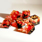 Haxtec Volcano Lava Sharp Edge Resin D&D Dice Set – Red Black Gold with Metal Case