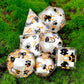 Haxtec White Cat Sharp Edge Resin D&D Dice Set with Metal Case for Dungeons and Dragons Gift