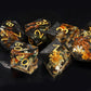 Haxtec Black Pearl Winter Flower Sharp Edge Resin D&D Dice Set with Metal Case