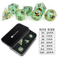 Haxtec Green Panda Sharp Edge Resin D&D Dice Set with Metal Case for Dungeons and Dragons Gift