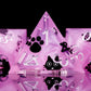 Haxtec Black Cat on Purple Sharp Edge Resin D&D Dice Set with Metal Case for Dungeons and Dragons Gift