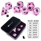Haxtec Black Cat on Purple Sharp Edge Resin D&D Dice Set with Metal Case for Dungeons and Dragons Gift