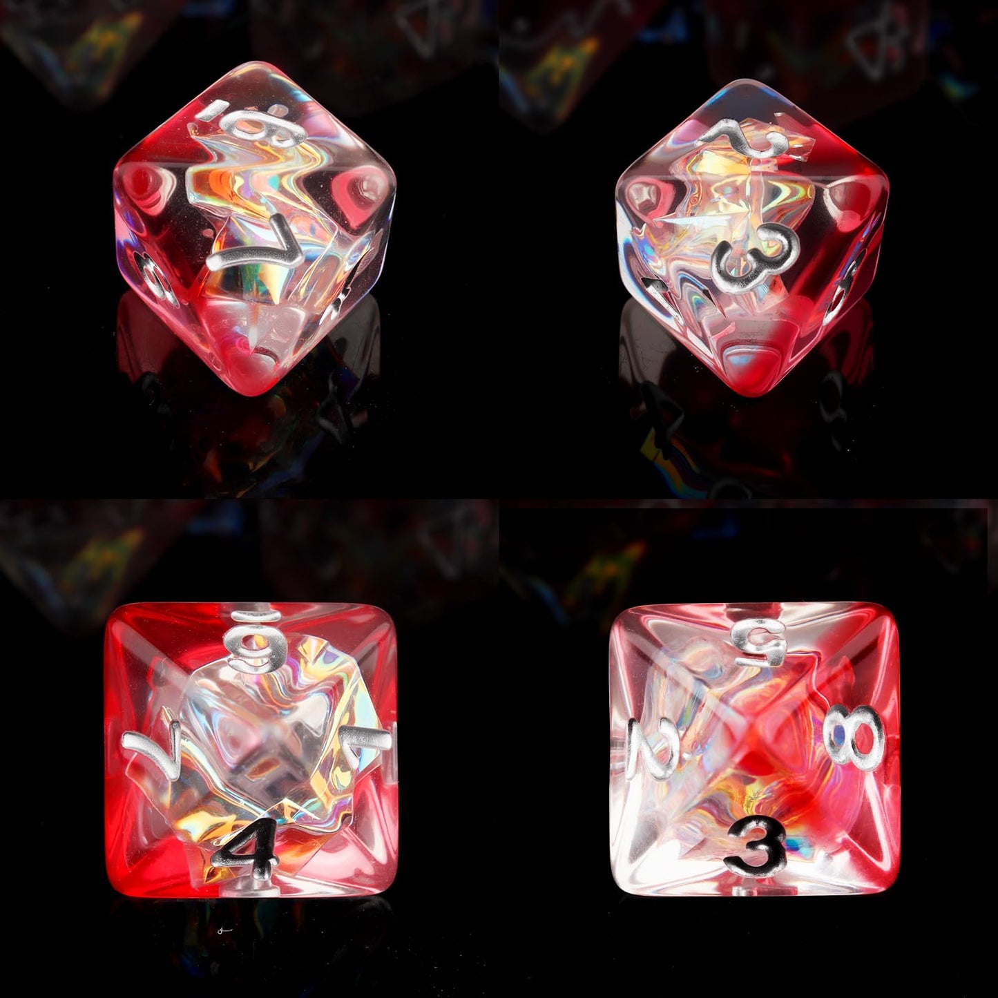Haxtec Ruby Iridescent Mylar Core Resin Dice with Velvet Pouch