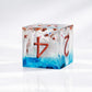 Haxtec Earth Landscape DND Sharp Edge Resin Dice Set Black White Copper Dice with Metal Case