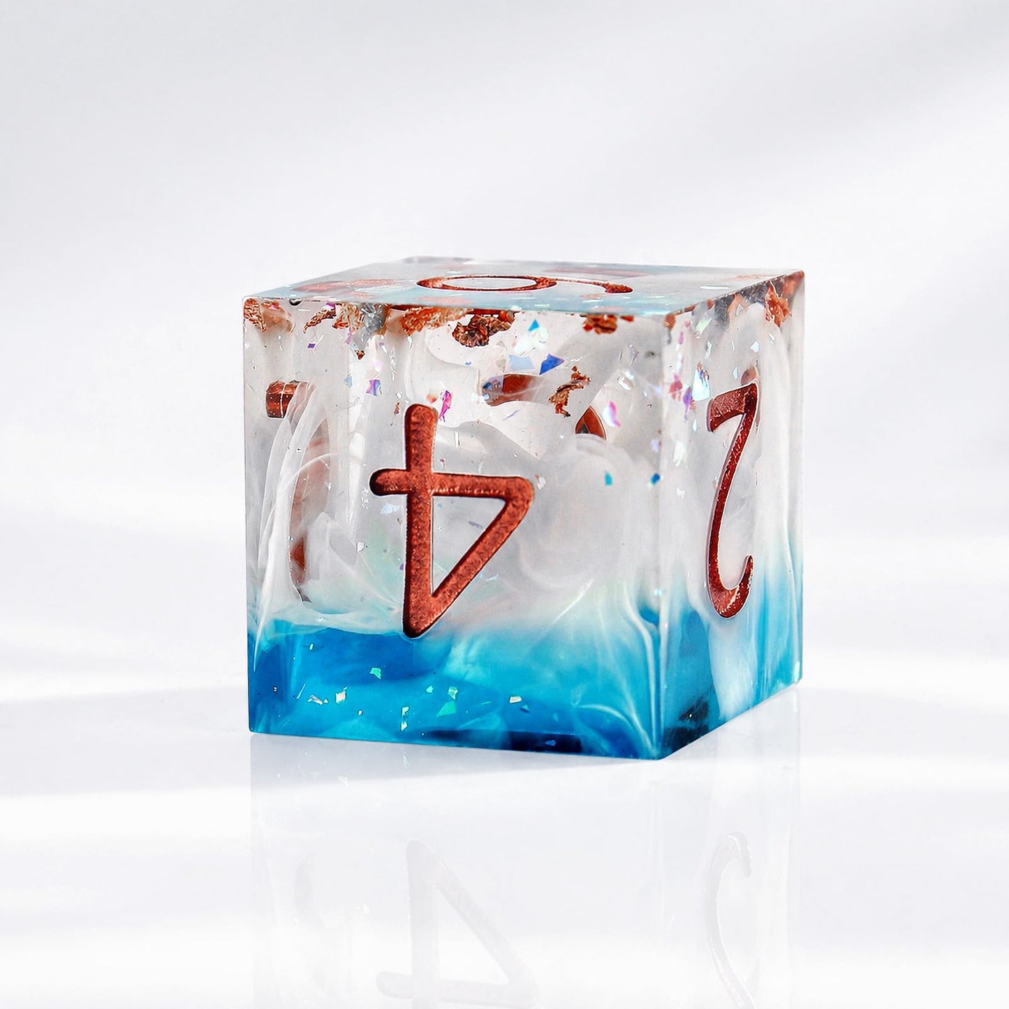 Haxtec Earth Landscape DND Sharp Edge Resin Dice Set Black White Copper Dice with Metal Case