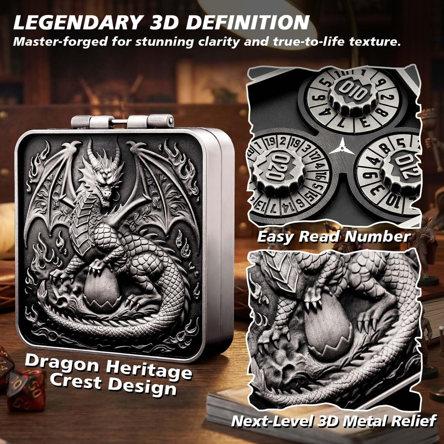 Haxtec Spinner Dice – Foldable 7-in-1 Metal Pocket RPG Set, Iron