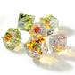 Haxtec Clear Resin Sharp Edge DND Dice Set – Rainbow Holographic Polyhedral Dice with Metal Case
