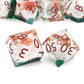 Haxtec Forest Landscape Sharp Edge Resin D&D Dice Set – Green White Copper Gold Flake insaide with Metal Case