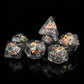 Haxtec Black Rainbow Iridescent Mylar Core Resin Dice with Velvet Pouch