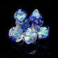 Haxtec Sapphire Blue Deepwater Iridescent Mylar Core Resin Dice with Velvet Pouch