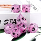 Haxtec Black Cat on Purple Sharp Edge Resin D&D Dice Set with Metal Case for Dungeons and Dragons Gift