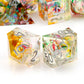 Haxtec Clear Resin Sharp Edge DND Dice Set – Rainbow Holographic Polyhedral Dice with Metal Case