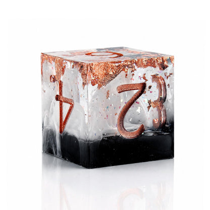 Haxtec Earth Landscape DND Sharp Edge Resin Dice Set Black White Copper Dice with Metal Case