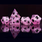 Haxtec Black Cat on Purple Sharp Edge Resin D&D Dice Set with Metal Case for Dungeons and Dragons Gift