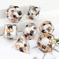 Haxtec White Cat Sharp Edge Resin D&D Dice Set with Metal Case for Dungeons and Dragons Gift