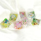 Haxtec Clear Resin Sharp Edge DND Dice Set – Rainbow Holographic Polyhedral Dice with Metal Case