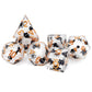 Haxtec White Cat Sharp Edge Resin D&D Dice Set with Metal Case for Dungeons and Dragons Gift