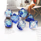 Haxtec Sapphire Blue Deepwater Iridescent Mylar Core Resin Dice with Velvet Pouch