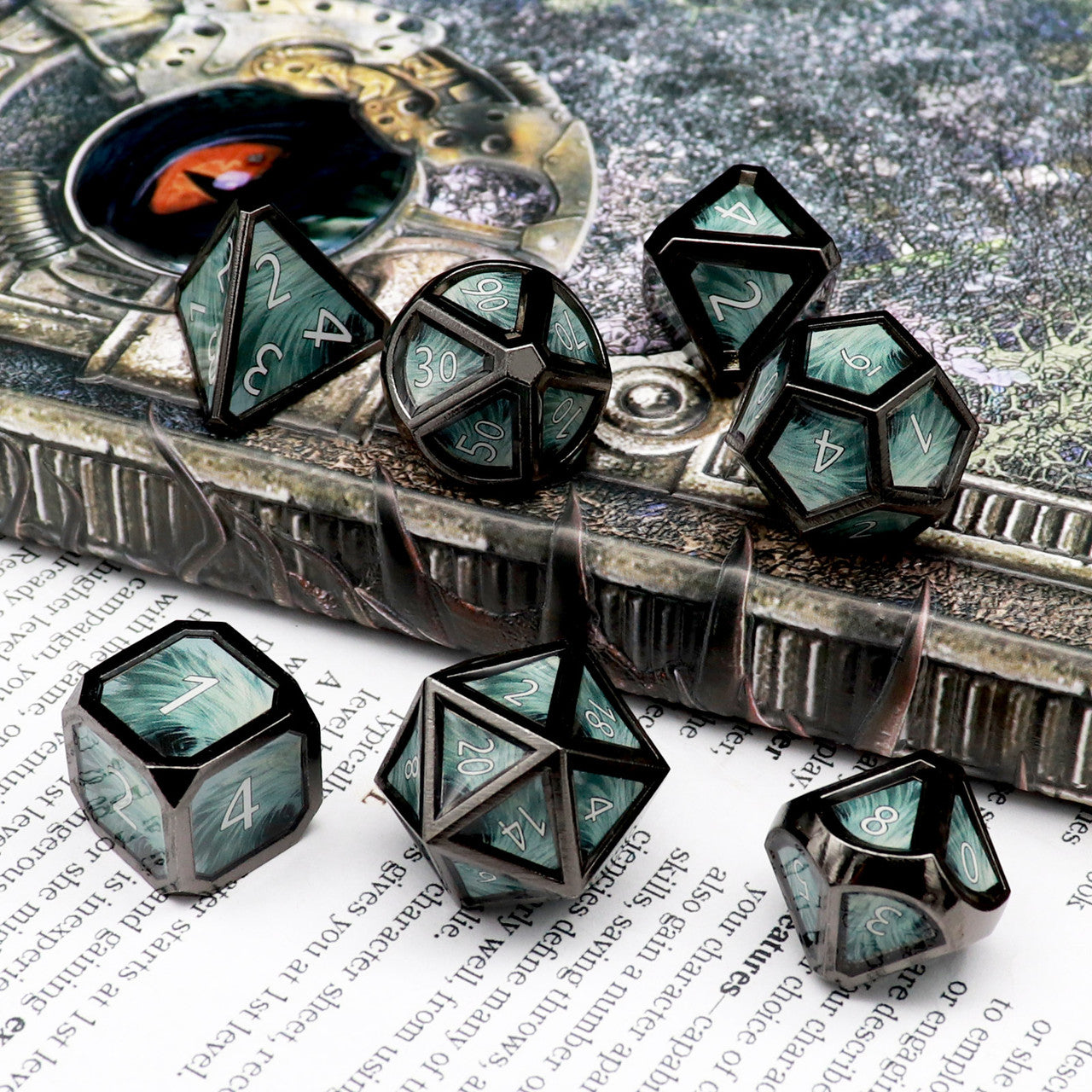 haxtec feather fall spell real scene metal dnd dice set black blue grey dnd 5e spell