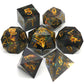 Haxtec Sharp Edge Dice Set DND Dice Black Resin Dice Iridecent Mylar Galaxy D&D Dice for RPG Role Playing Dungeons and Dragons Gift