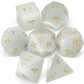 white cat eye gemstone dnd dice set rpg polyhedral