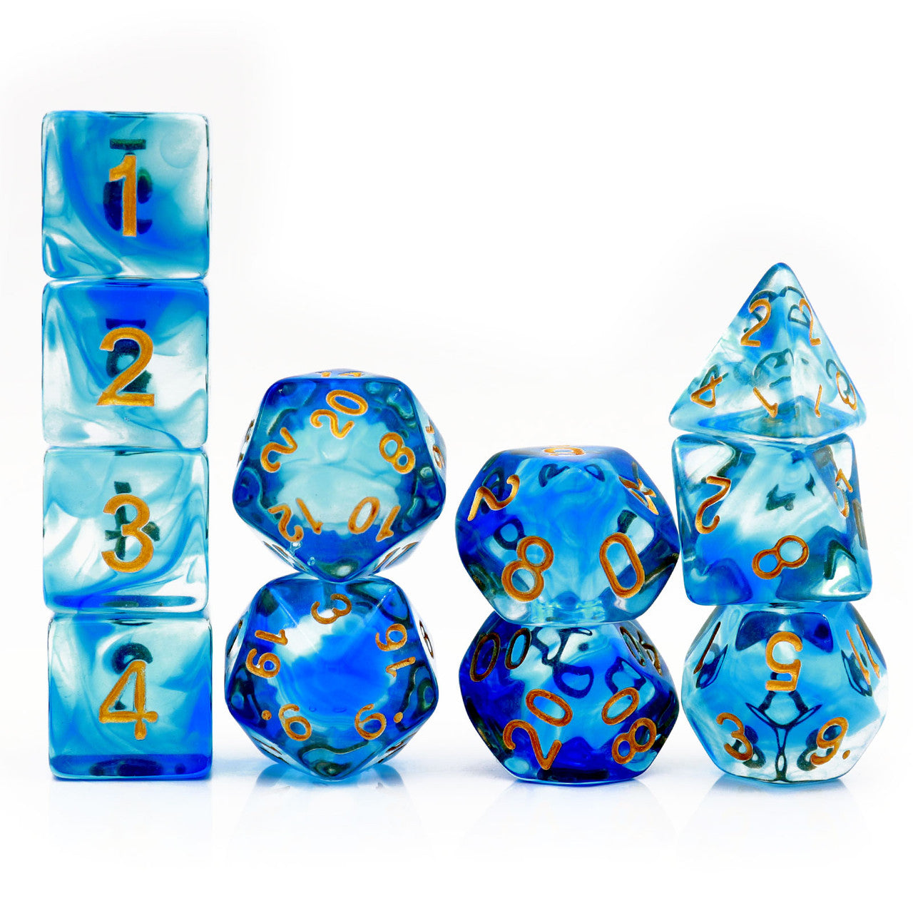 blue swirl dnd dice 11pcs