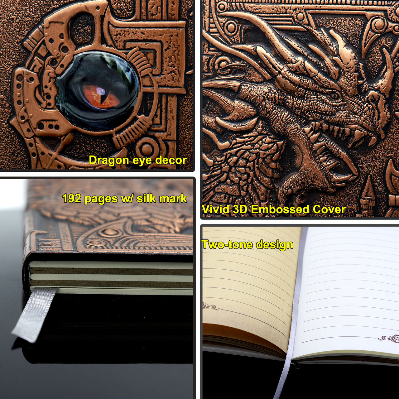 Haxtec 3D Embossed Dragon DND Notebook W/ Pen Spell Journal Retro