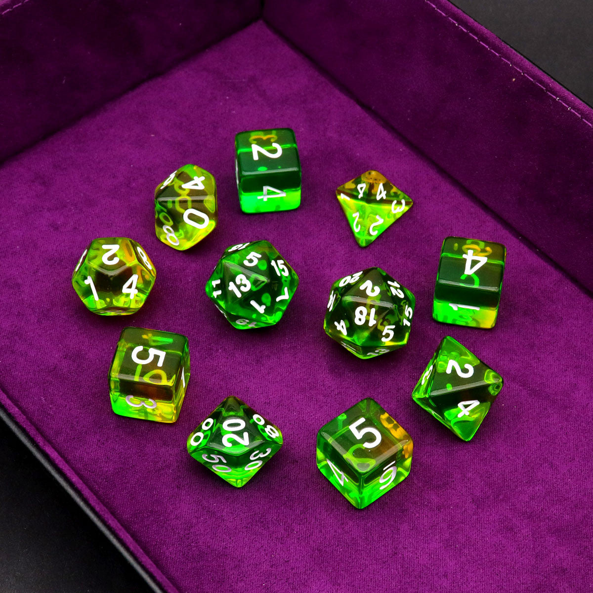Haxtec 11PCS DND Dice Set Polyhedral D&D Dice for RPGs-Translucent Yellow Green