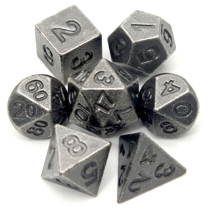 Haxtec Mini Metal Dice Set D&D with Hollow D20 Dice Case Metal Keychain Dice