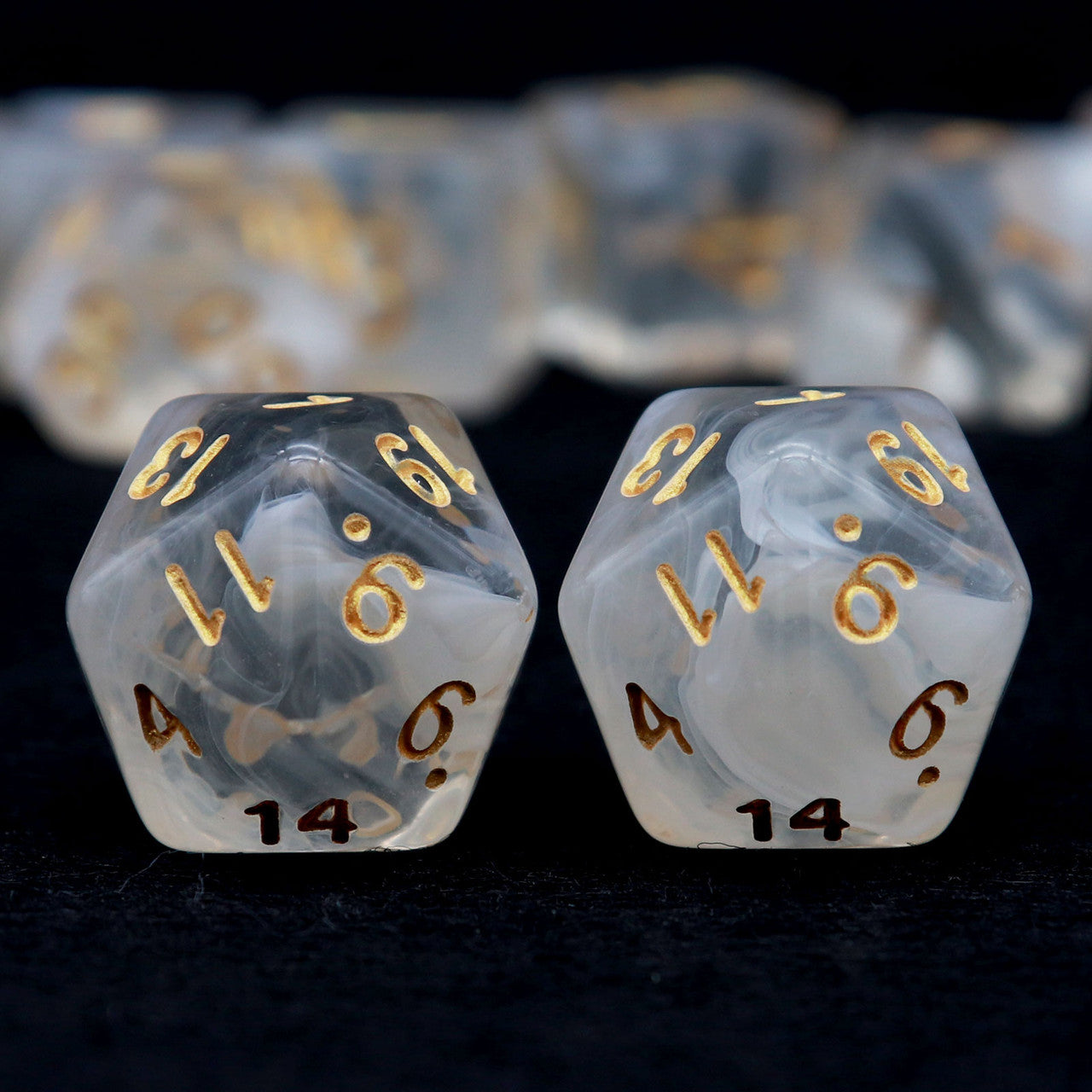 11PCS DND Dice Set Polyhedral D&D Dice for RPGs-White Cloud-Gold Numbers