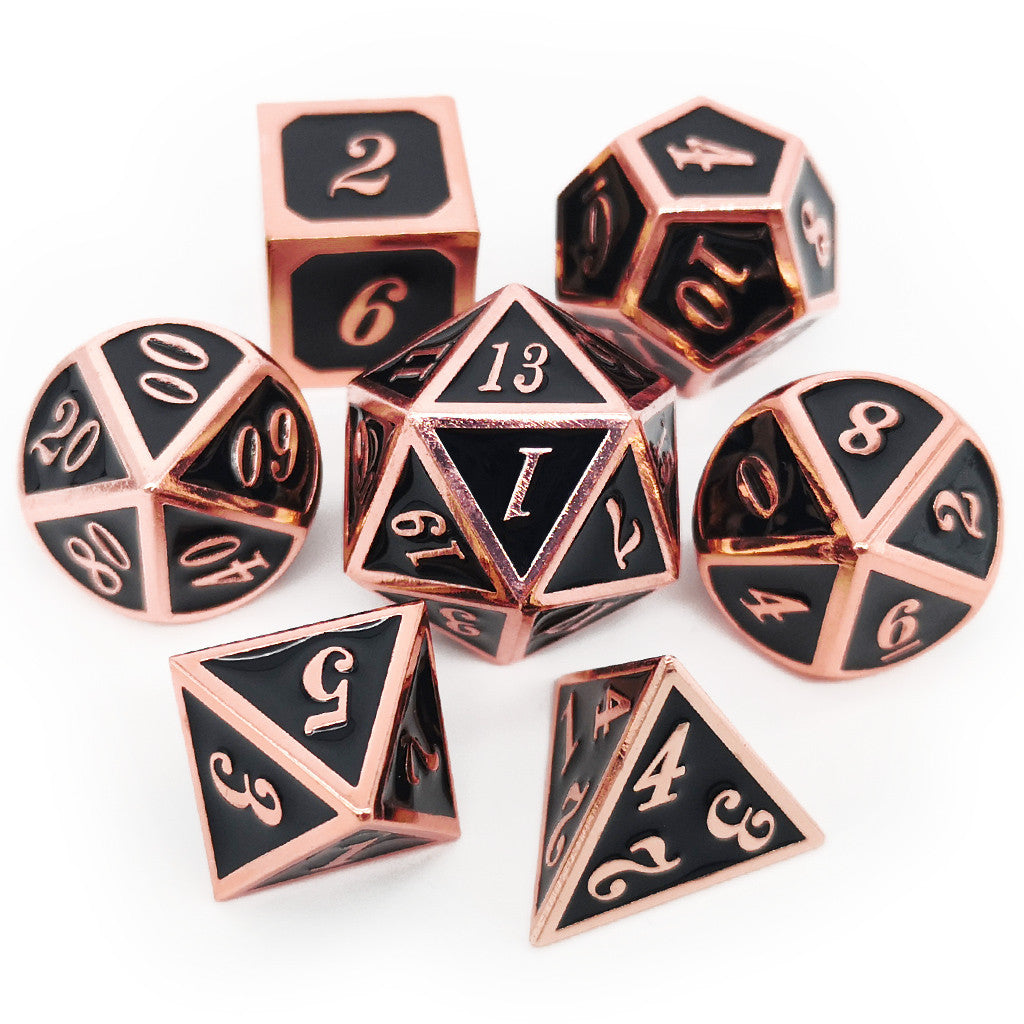 Metal dnd dice set copper black