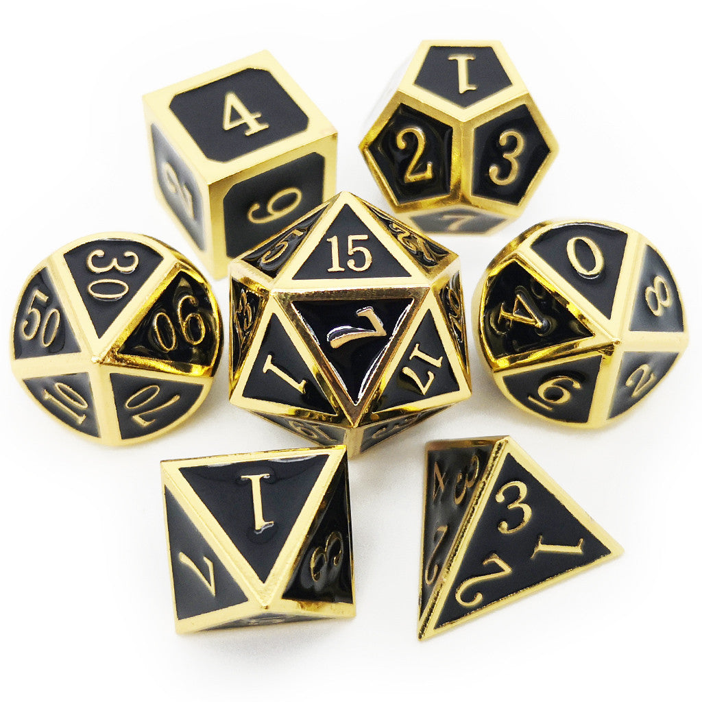 Metal dnd dice set gold black