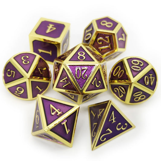 Metal dnd dice set gold purple