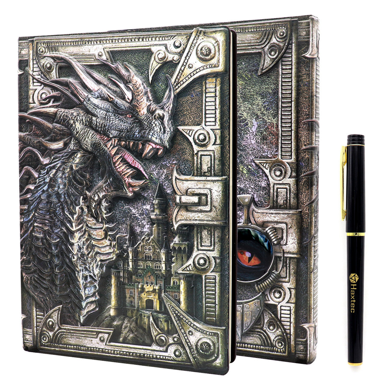 Dragon Notebook Haxtec 3D Embossed Dragon DND Notebook W/ Pen Spell Journal Retro ...
